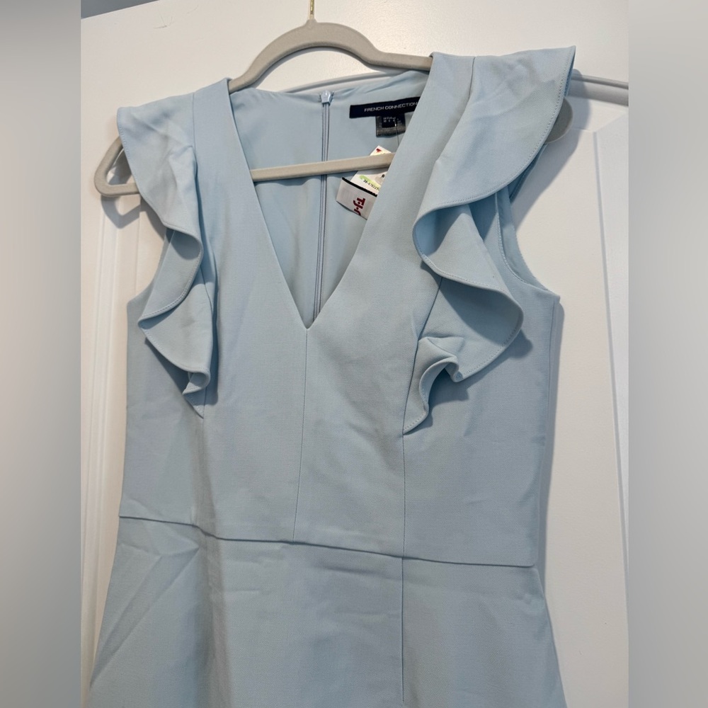 Light Blue Ruffle Sleeve Mini Dress - Picture 2 of 5